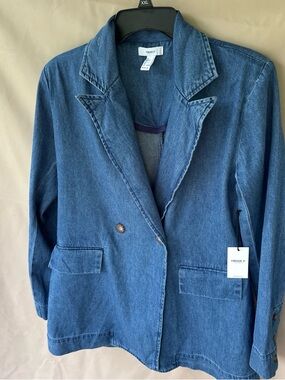 Forever 21 OVERSIZED Medium Blue Denim Blazer Jacket